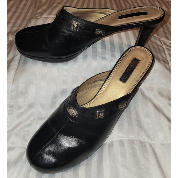 Unisa Shoes - Unisa Leather Mules Heels Black Leather Closed Toe
